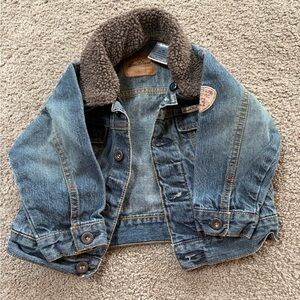 Levi's Kids Blue Denim Jacket with Brown Sherpa Collar